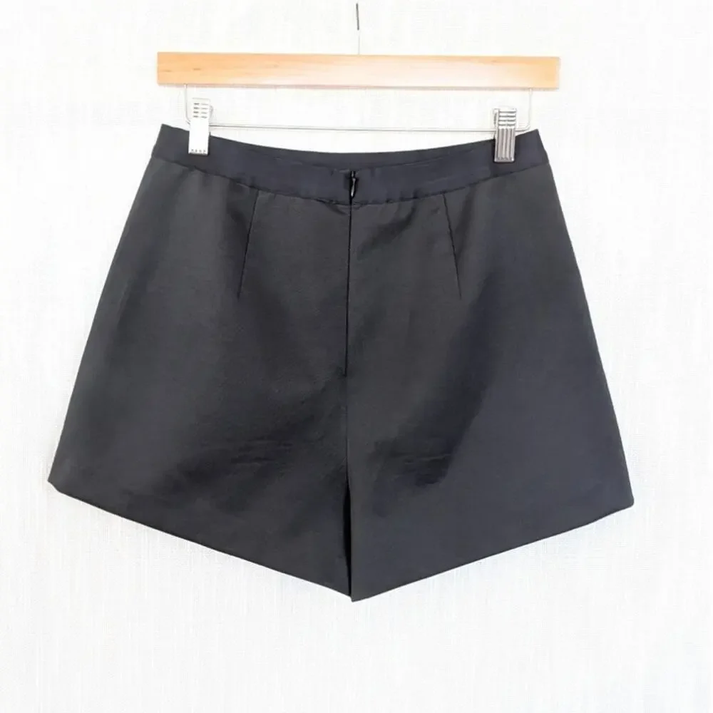 Maje Straight-fit Pleated Shorts/Skort Womens FR38/M Black Wrap Mini